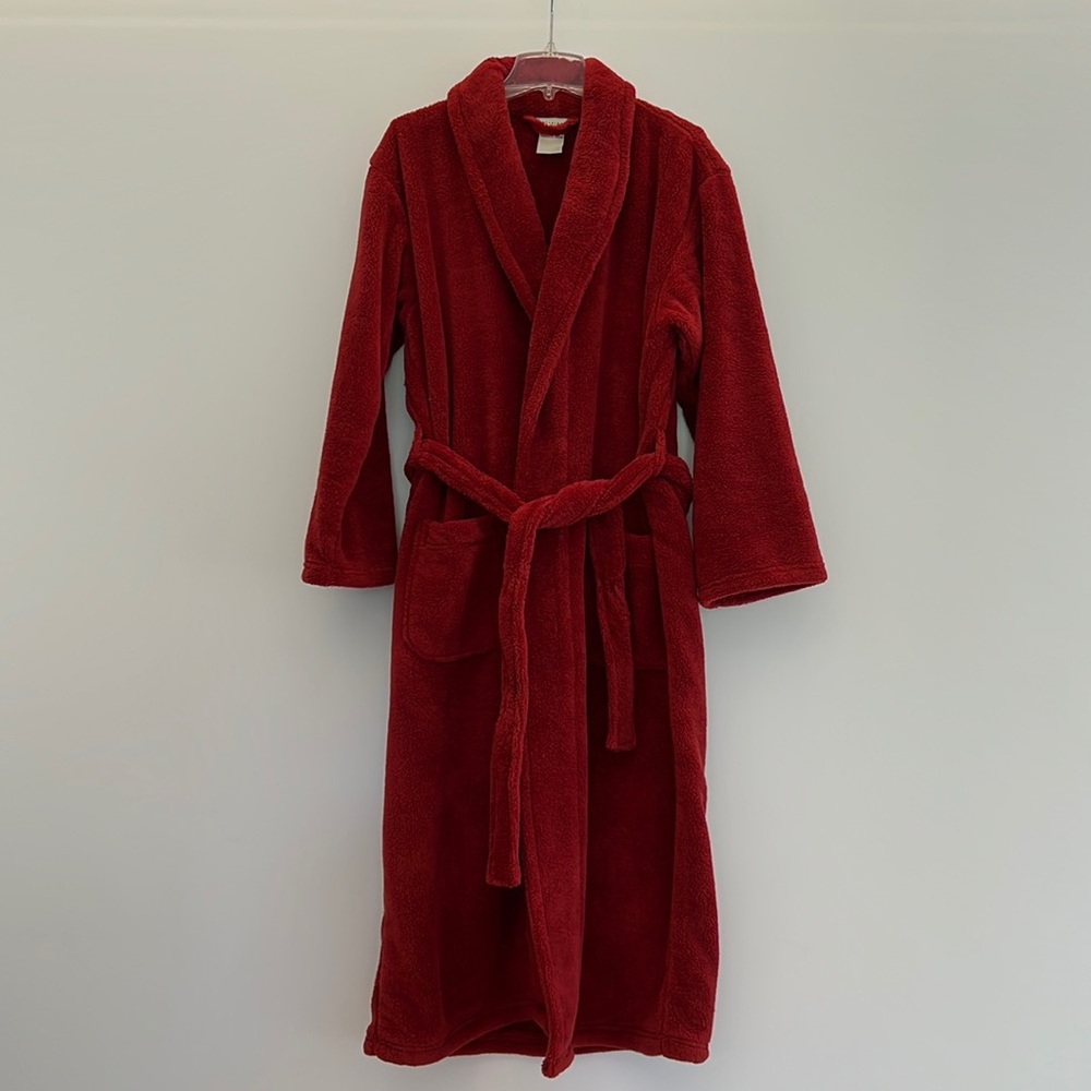 Pottery Barn Plush Shawl Collar Robe in Deep Red